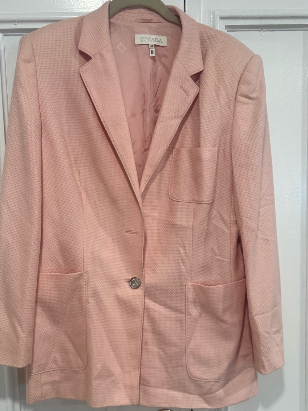 Escada x Zegna Cashmere Women’s Pink Tailored Blazer Jacket EUR 42